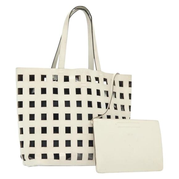 PRADA Tote Bag Leather White - Picture 1 of 9